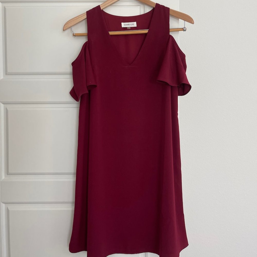 Sugar Lips Ruffle Shoulder Dress